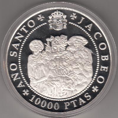 Beschrijving: 10.000 Pesetas  HOLY JACOBEAN YEAR(170 gram)